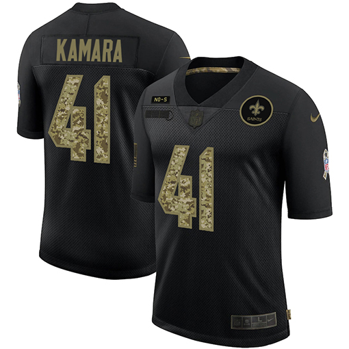 Men's New Orleans Saints #41 Alvin Kamara 2020 Black Camo Salute To Service Limited Stitched NFL Jersey - Click Image to Close