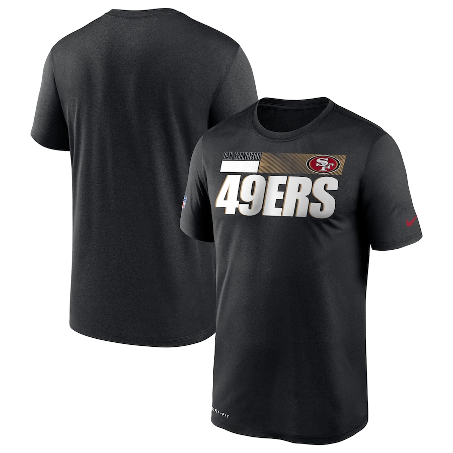 San Francisco 49ers 2020 Black Sideline Impact Legend Performance NFL T-Shirt (All Size)