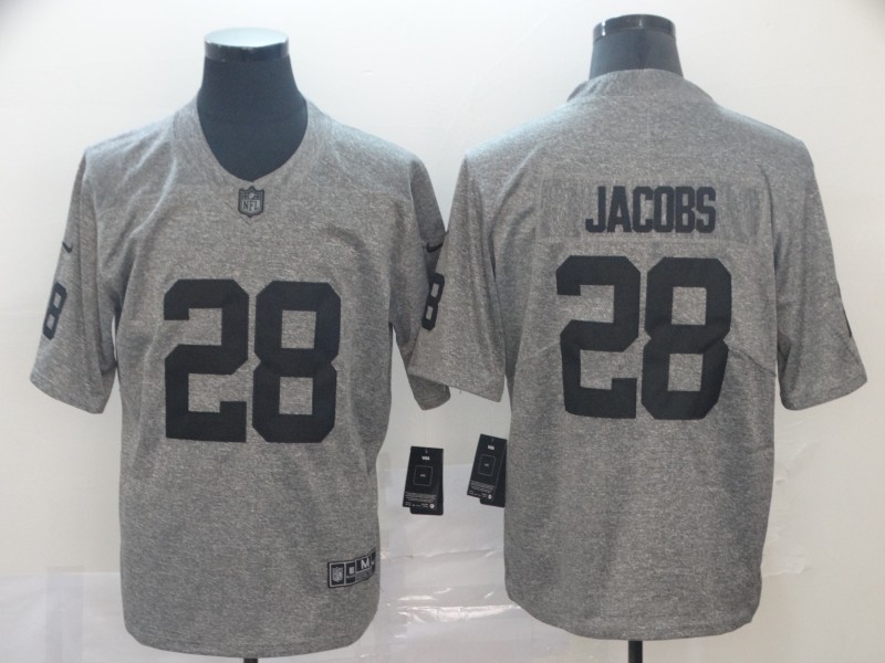 Men's Oakland Raiders #28 Josh Jacobs Grey Limited Stitched NFL Jersey