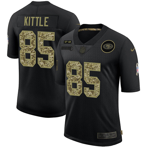 Men's San Francisco 49ers #85 George Kittle 2020 Black Camo Salute To Service Limited Stitched NFL Jersey