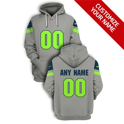 Seattle Seahawks Active Player Custom 2021 Gray Pullover Hoodie(Stitched number&name)