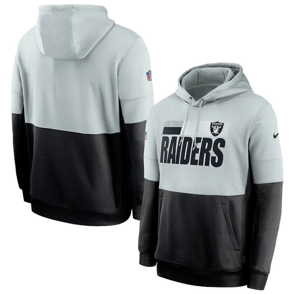 Men's Las Vegas Raiders Silver/Black Sideline Impact Lockup Performance Pullover NFL Hoodie