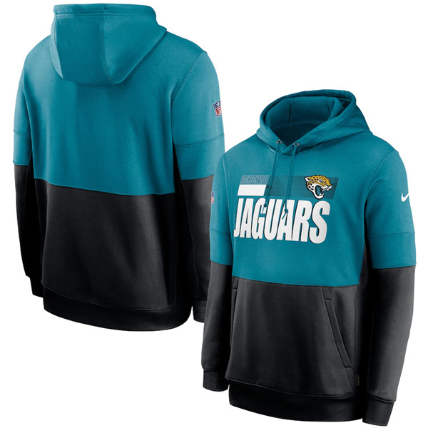 Men's Jacksonville Jaguars Teal/Black Sideline Impact Lockup Performance Pullover NFL Hoodie