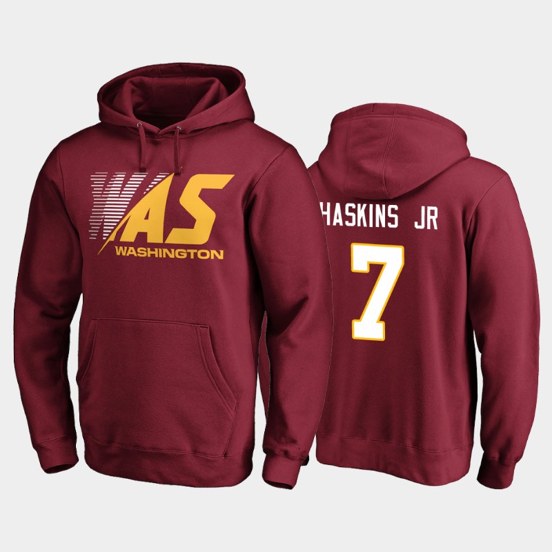 Men's Washington Football Team #7 Dwayne Haskins Jr. Burgundy 2020 Stealth Scanner Pullover Hoodie