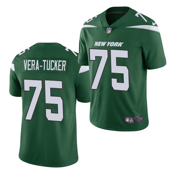 Men's New York Jets #75 Alijah Vera-Tucker 2021 NFL Draft Green Vapor Untouchable Limited Stitched Jersey