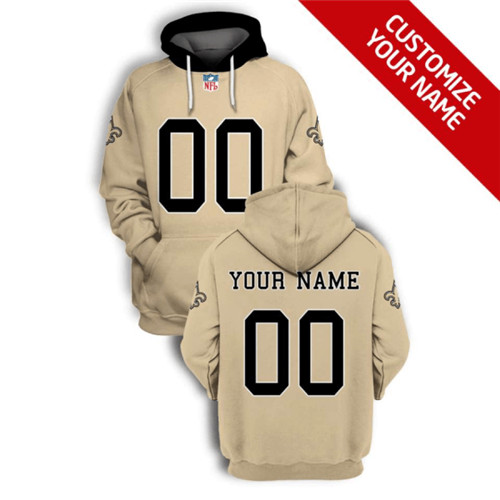 New Orleans Saints Active Player Custom 2021 Gold Pullover Hoodie(Stitched number&name) - Click Image to Close