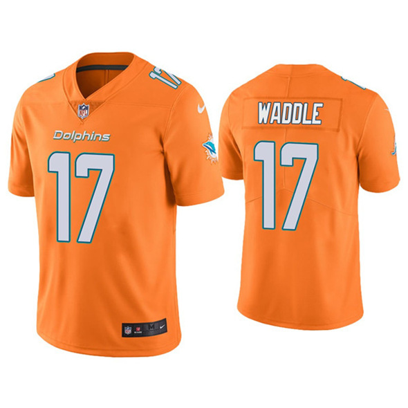 Men's Miami Dolphins #17 Jaylen Waddle Orange 2021 Vapor Untouchable Limited Stitched NFL Jersey