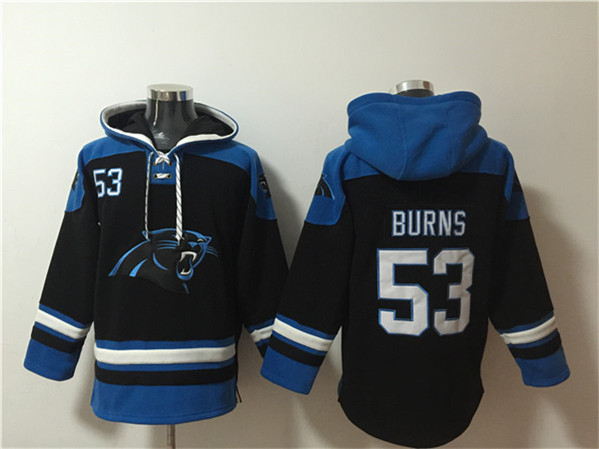 Carolina Panthers #53 Brian Burns Black Ageless Must-Have Lace-Up Pullover Hoodie