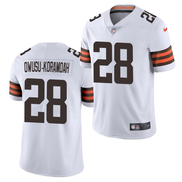 Men's Cleveland Browns #28 Jeremiah Owusu-Koramoah 2021 Draft White Vapor Untouchable Limited Stitched NFL Jersey