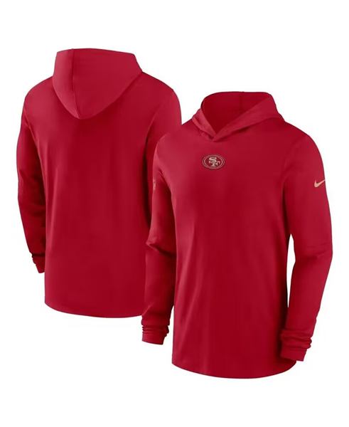 Men's San Francisco 49ers Red Performance Long Sleeve Hoodie