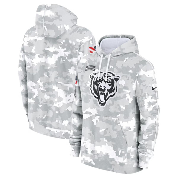 Men's Chicago Bears 2024 Arctic Camo Salute to Service Club Fleece Pullover Hoodie