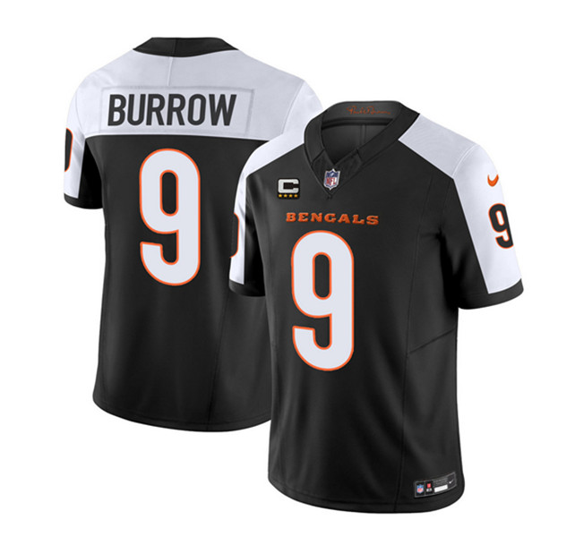 Men's Cincinnati Bengals #9 Joe Burrow 2023 F.U.S.E. Black/White With 4-Star C Patch Vapor Untouchable Limited Football Stitched Jersey