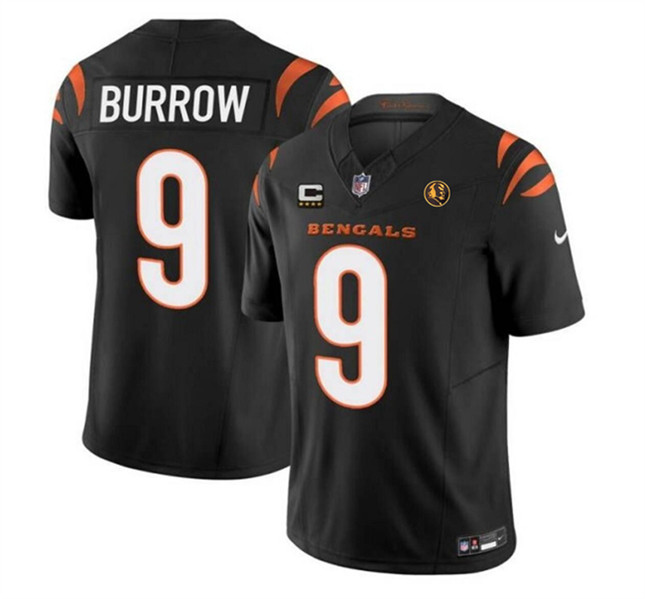 Men's Cincinnati Bengals #9 Joe Burrow Black 2023 F.U.S.E. With 4-star C Patch And John Madden Patch Vapor Limited Football Stitched Jersey