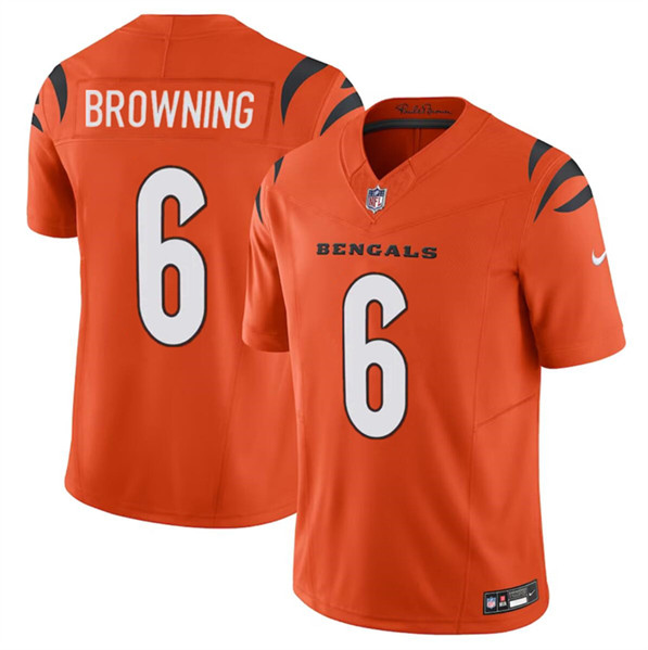 Men's Cincinnati Bengals #6 Jake Browning Orange 2023 F.U.S.E. Vapor Untouchable Limited Football Stitched Jersey