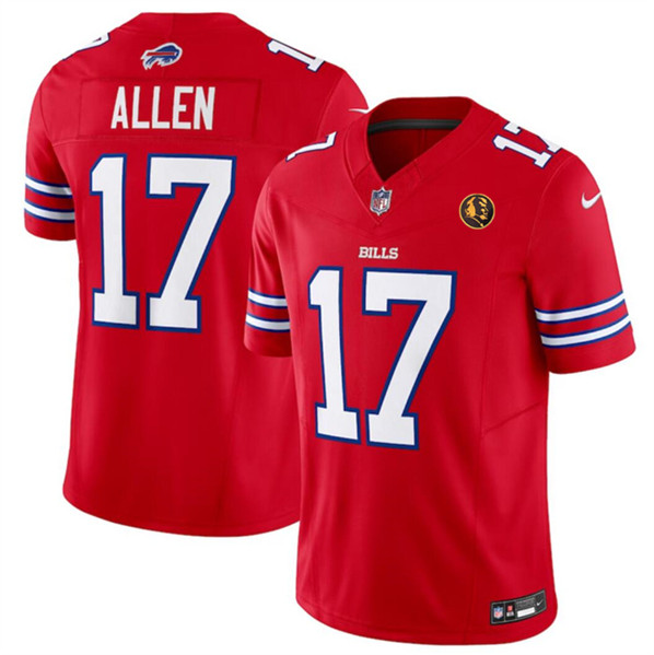 Men's Buffalo Bills #17 Josh Allen Red 2023 F.U.S.E. With John Madden Patch Vapor Limited Football Stitched Jersey