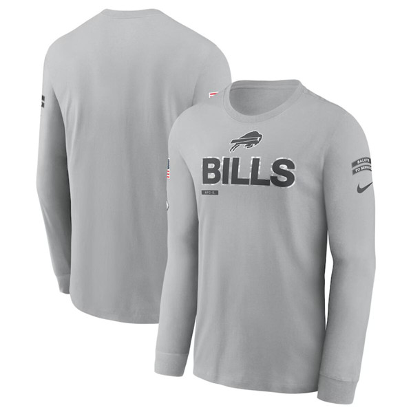 Men's Buffalo Bills 2024 Gray Salute To Service Long Sleeve T-Shirt