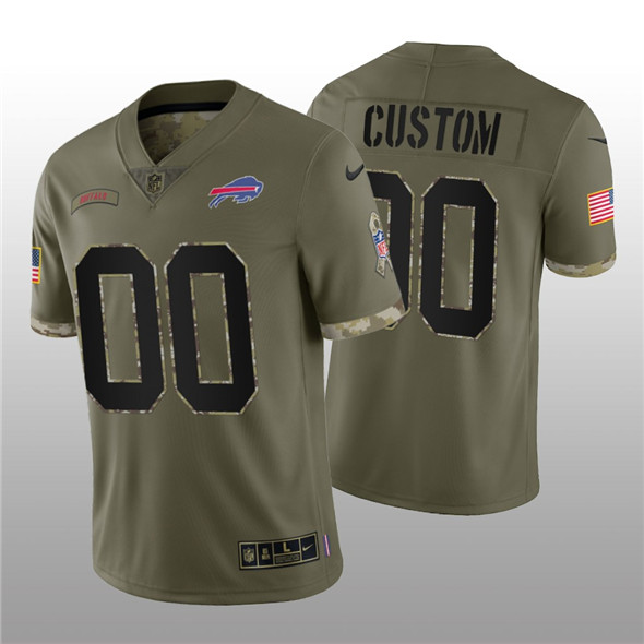 Men's Buffalo Bills ACTIVE PLAYER Custom 2022 Olive Salute To Service Limited Stitched Jersey - Click Image to Close