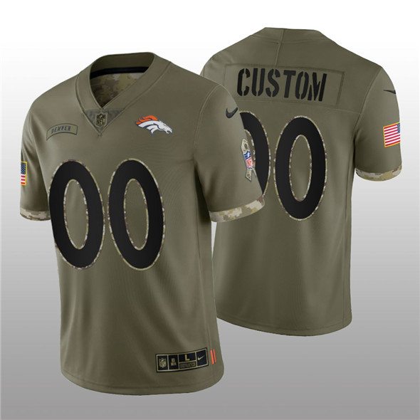 Men's Denver Broncos ACTIVE PLAYER Custom 2022 Olive Salute To Service Limited Stitched Jersey - Click Image to Close