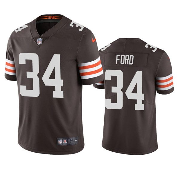 Men's Cleveland Browns #34 Jerome Ford Brown Vapor Stitched Game Jersey - Click Image to Close