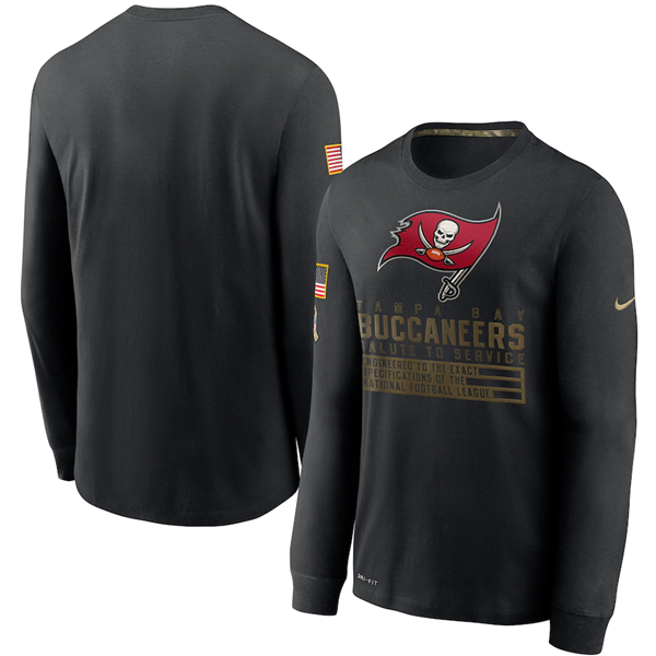 Tampa Bay Buccaneers 2020 Black Salute To Service Sideline Performance Long Sleeve NFL T-Shirt (All Size)