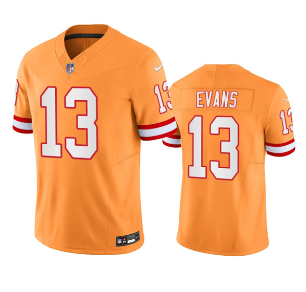 Tampa Bay Buccaneers #13 Mike Evans Orange Throwback Limited Stitched Jersey