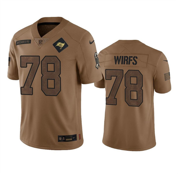 Men's Tampa Bay Buccaneers #78 Tristan Wirfs 2023 Brown Salute To Service Limited Football Stitched Jersey