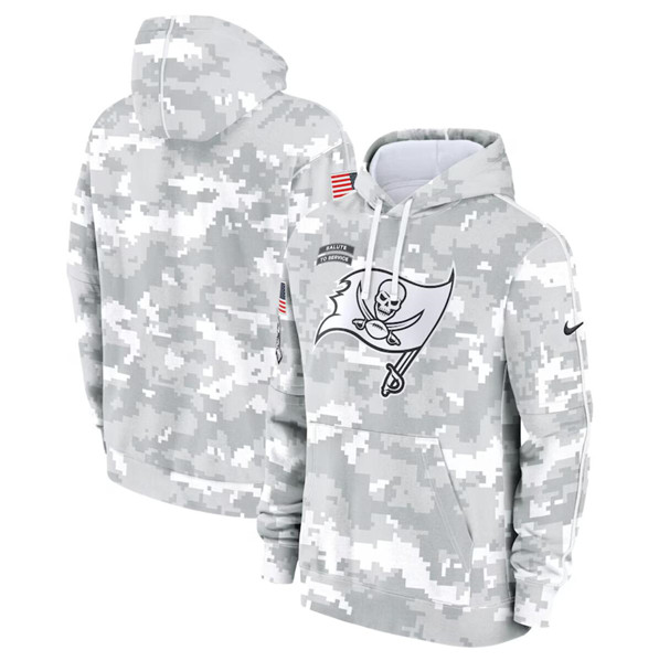 Men's Tampa Bay Buccaneers 2024 Arctic Camo Salute to Service Club Fleece Pullover Hoodie