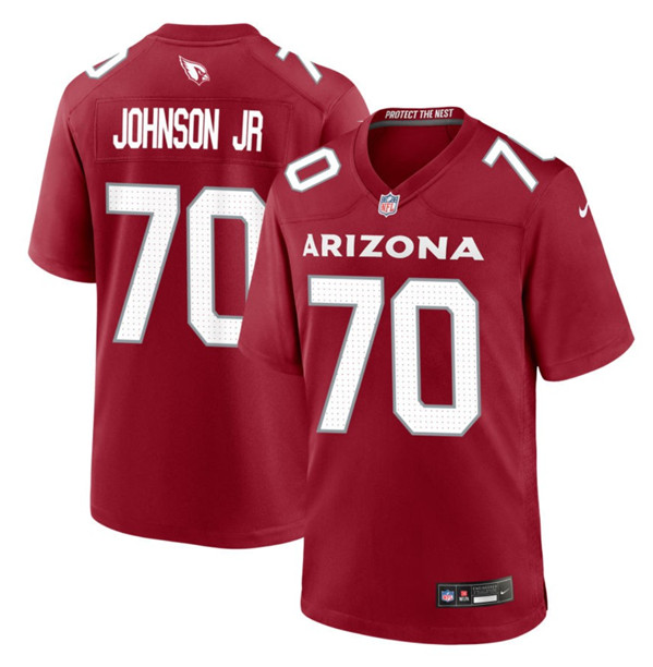 Arizona Cardinals #70 Paris Johnson Jr Red 2023 Draft Stitched Game Football Jersey