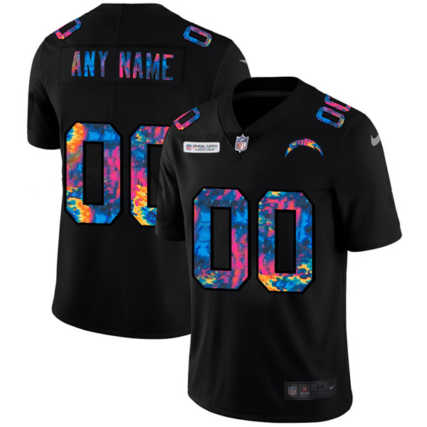 Men's Los Angeles Chargers ACTIVE PLAYER Custom 2020 Black Crucial Catch Limited Stitched NFL Jersey - Click Image to Close