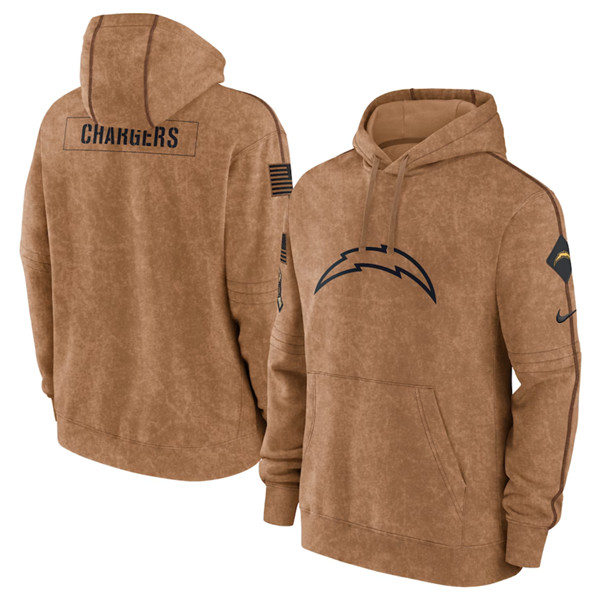 Men's Los Angeles Chargers 2023 Brown Salute to Service Pullover Hoodie