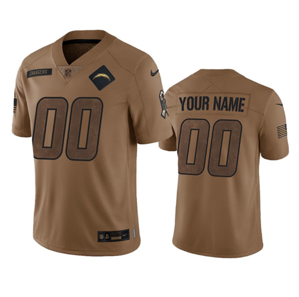 Men's Los Angeles Chargers Active Player Custom 2023 Brown Salute To Service Limited Football Stitched Jersey - Click Image to Close