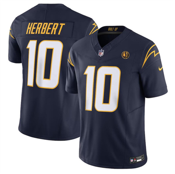 Men's Los Angeles Chargers #10 Justin Herbert Navy 2023 F.U.S.E. With John Madden Patch Vapor Limited Football Stitched Jersey