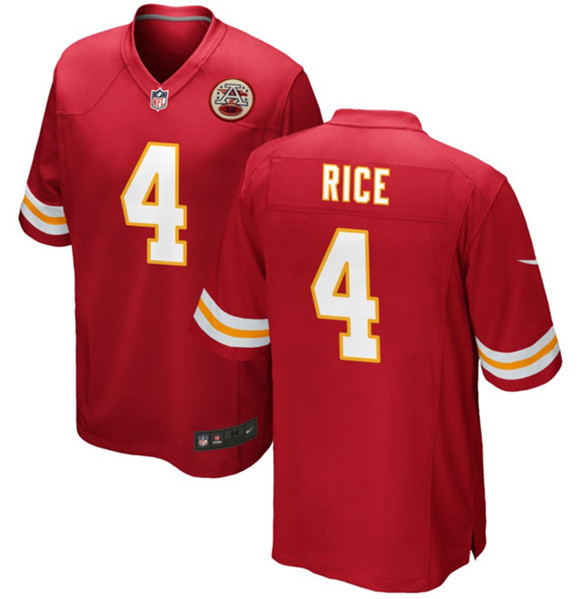 Men??s Kansas City Chiefs #4 Rashee Rice Red Football Stitched Game Jersey