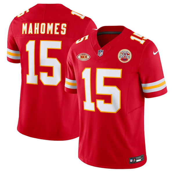 Men??s Kansas City Chiefs #15 Patrick Mahomes Red 2023 F.U.S.E. With "NKH" Patch Vapor Untouchable Limited Football Stitched Jersey