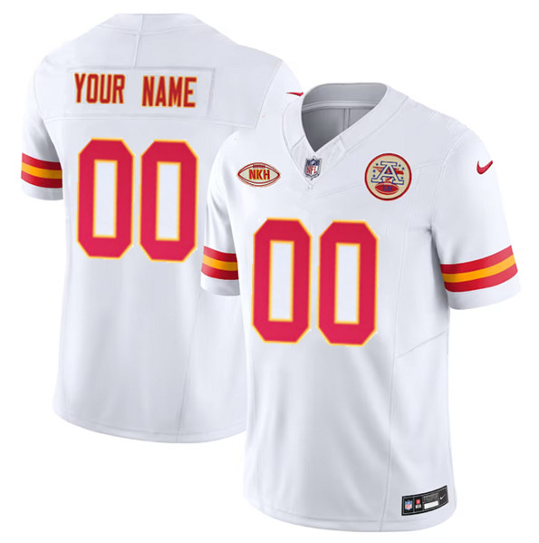 Men??s Kansas City Chiefs Active Player Custom White 2023 F.U.S.E. With "NKH" Patch Vapor Untouchable Limited Football Stitched Jersey