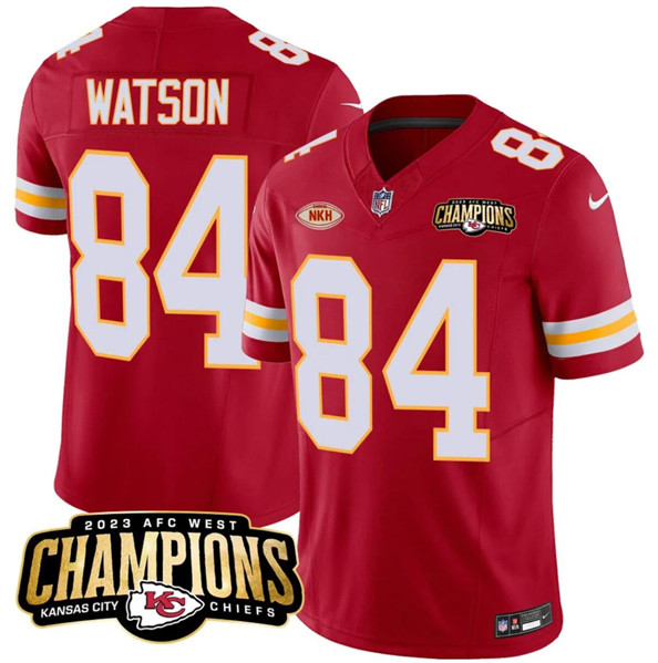 Men??s Kansas City Chiefs #84 Justin Watson Red 2023 F.U.S.E. AFC West Champions With "NKH" Patch Vapor Untouchable Limited Football Stitched Jersey