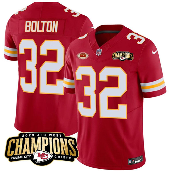 Men??s Kansas City Chiefs #32 Nick Bolton Red 2023 F.U.S.E. AFC West Champions With "NKH" Patch Vapor Untouchable Limited Football Stitched Jersey