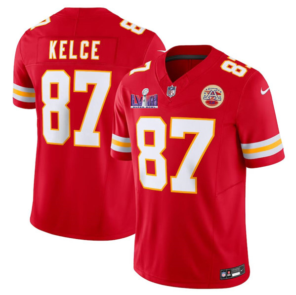 Men??s Kansas City Chiefs #87 Travis Kelce Red F.U.S.E. Super Bowl LVIII Patch Vapor Untouchable Limited Football Stitched Jersey