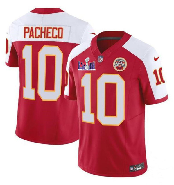 Men??s Kansas City Chiefs #10 Isiah Pacheco Red/White 2024 F.U.S.E. Super Bowl LVIII Patch Vapor Untouchable Limited Football Stitched Jersey