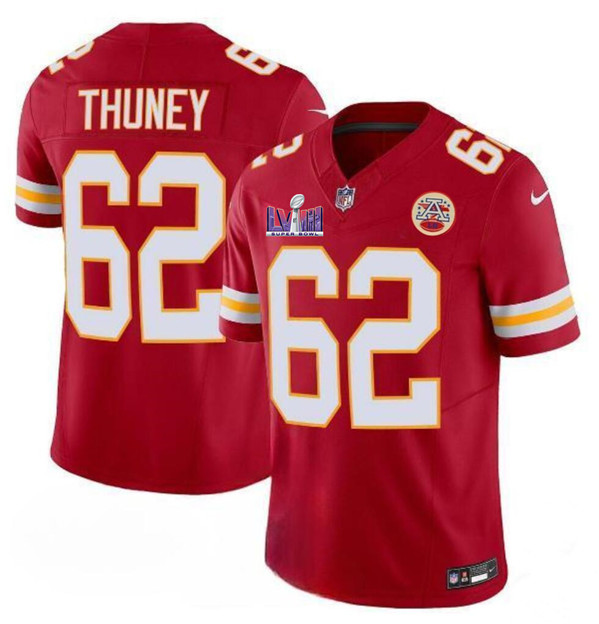 Men??s Kansas City Chiefs #62 Joe Thuney Red 2024 F.U.S.E. Super Bowl LVIII Patch Vapor Untouchable Limited Football Stitched Jersey