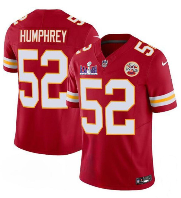 Men??s Kansas City Chiefs #52 Creed Humphrey Red 2024 F.U.S.E. Super Bowl LVIII Patch Vapor Untouchable Limited Football Stitched Jersey