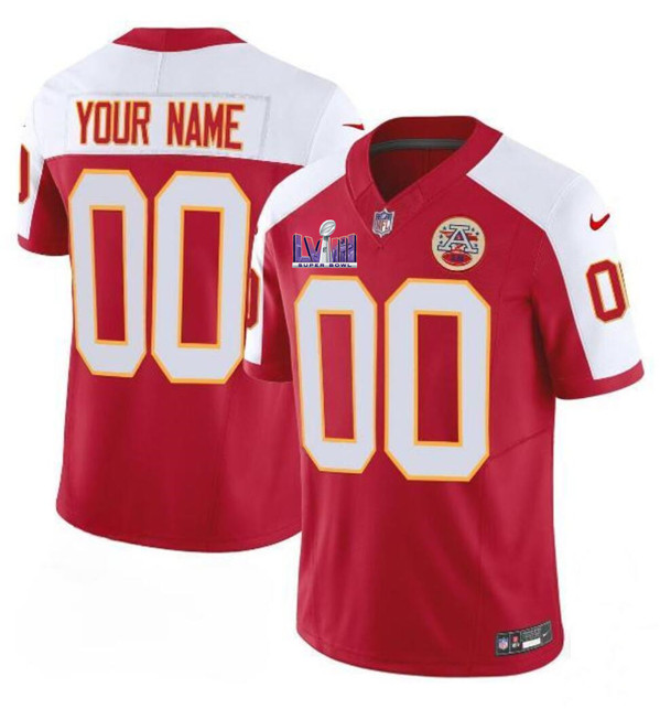 Men's Kansas City Chiefs Active Player Custom Red/White 2024 F.U.S.E. Super Bowl LVIII Patch Vapor Untouchable Limited Football Stitched Jersey