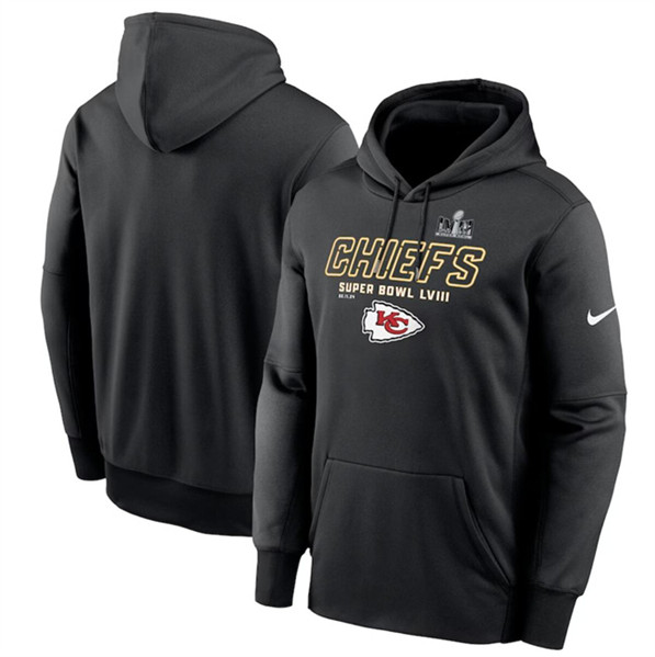 Men's Kansas City Chiefs Black Super Bowl LVIII Iconic Pullover Hoodie