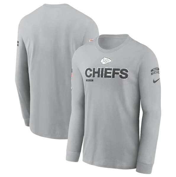 Men's Kansas City Chiefs 2024 Gray Salute To Service Long Sleeve T-Shirt