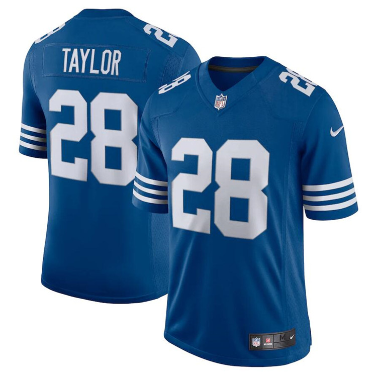 Men's Indianapolis Colts #28 Jonathan Taylor Royal Vapor Untouchable Limited Stitched Jersey