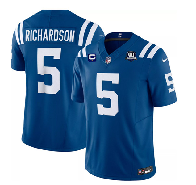 Men's Indianapolis Colts #5 Anthony Richardson Blue 2023 F.U.S.E. 40th Anniversary With 1-Star C Patch Vapor Untouchable Limited Football Stitched Jersey - Click Image to Close