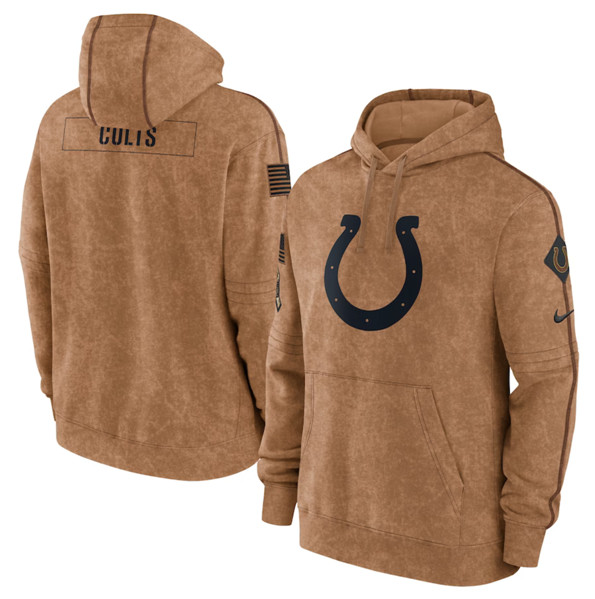 Men's Indianapolis Colts 2023 Brown Salute to Service Pullover Hoodie - Click Image to Close