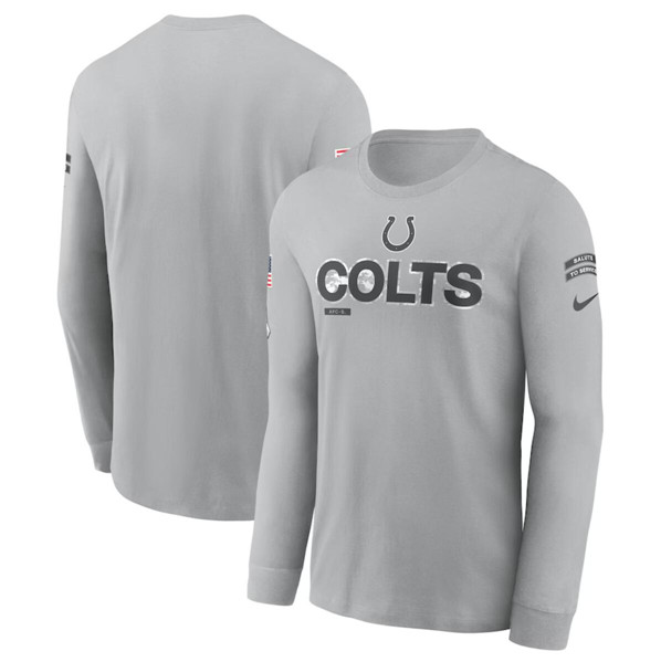 Men's Indianapolis Colts 2024 Gray Salute To Service Long Sleeve T-Shirt