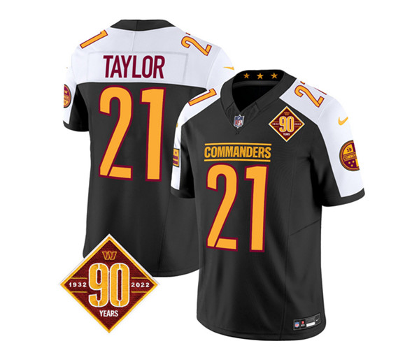 Men's Washington Commanders #21 Sean Taylor Black/White 2023 F.U.S.E. 90th Anniversary Vapor Limited Football Stitched Jersey