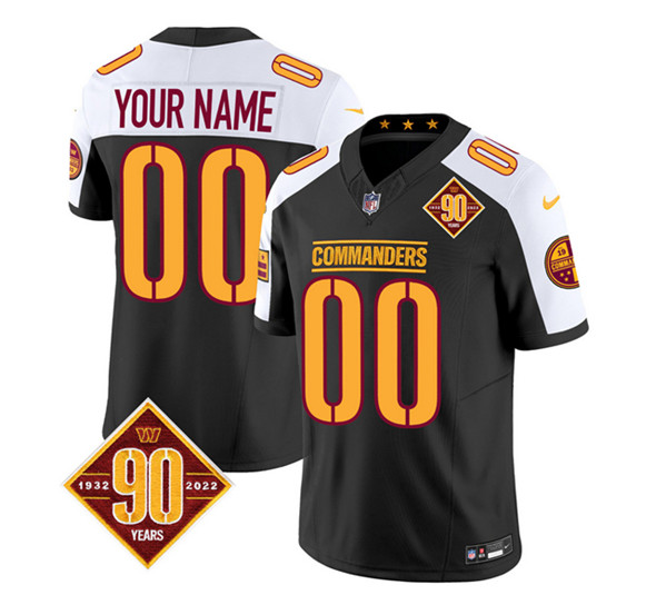 Men's Washington Commanders Active Player Custom Black/White 2023 F.U.S.E. 90th Anniversary Vapor Limited Football Stitched Jersey